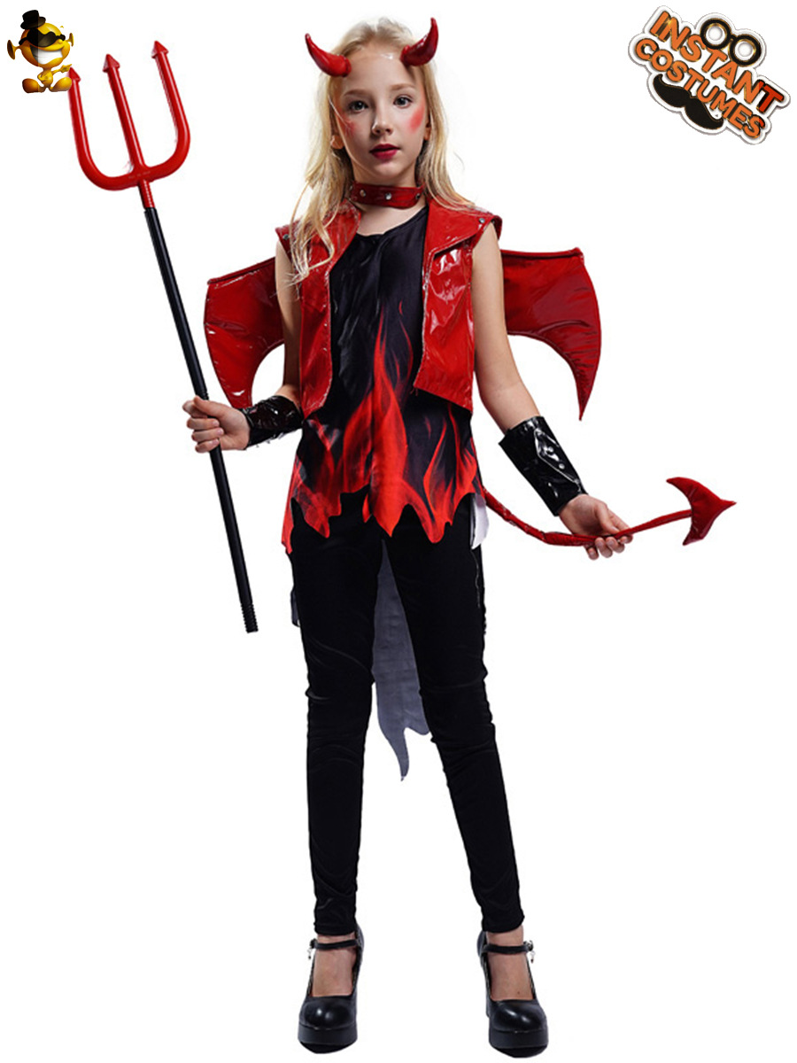 La muerte de las mujeres de Halloween traje del partido del diablo rojo traje del funcionamiento de la etapa del juego del papel de las muchachas del diablo rojo