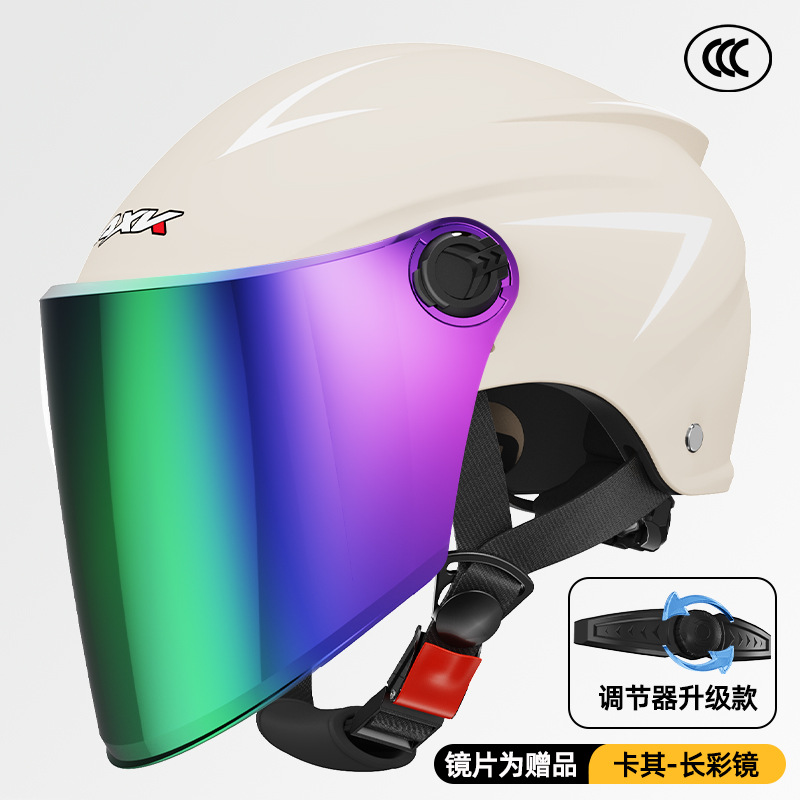 3C certificado casco de coche eléctrico verano de los hombres protección solar medio casco mujer cuatro estaciones batería motocicleta invierno cálido casco