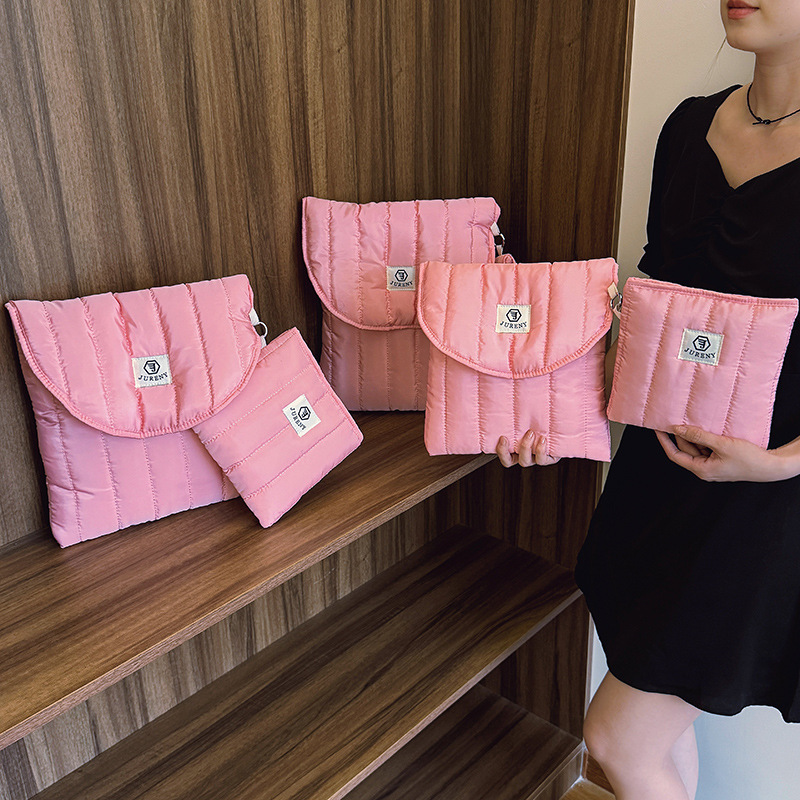 Cross-border Cotton Laptop Sleeve Bag Shockproof Flat-panel Protective Cover South Korea Ins Style Cotton Filling Storage Bag