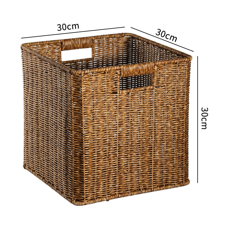 Cesta de almacenamiento de tela de caña imitación ropa sucia juguetes bocadillos cesta de almacenamiento de artículos de bambú tejido casero sala de estar gabinete de televisión escritorio completo