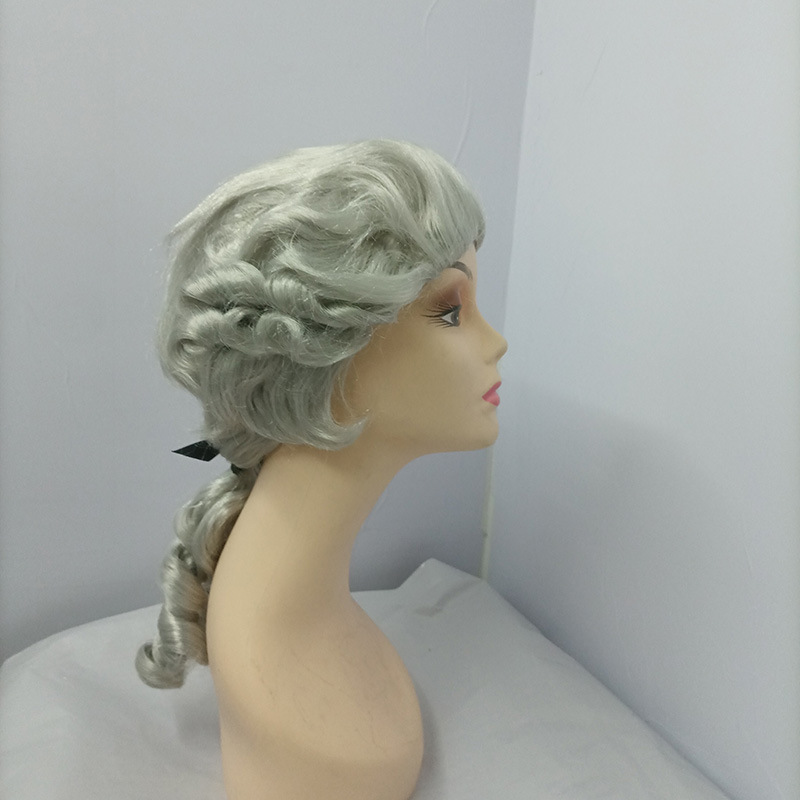 Baroque Long Curly Wig Cosplay Masquerade Costume Colonial Hair Bun Synthetic Fiber Headpiece Long Curly Hair