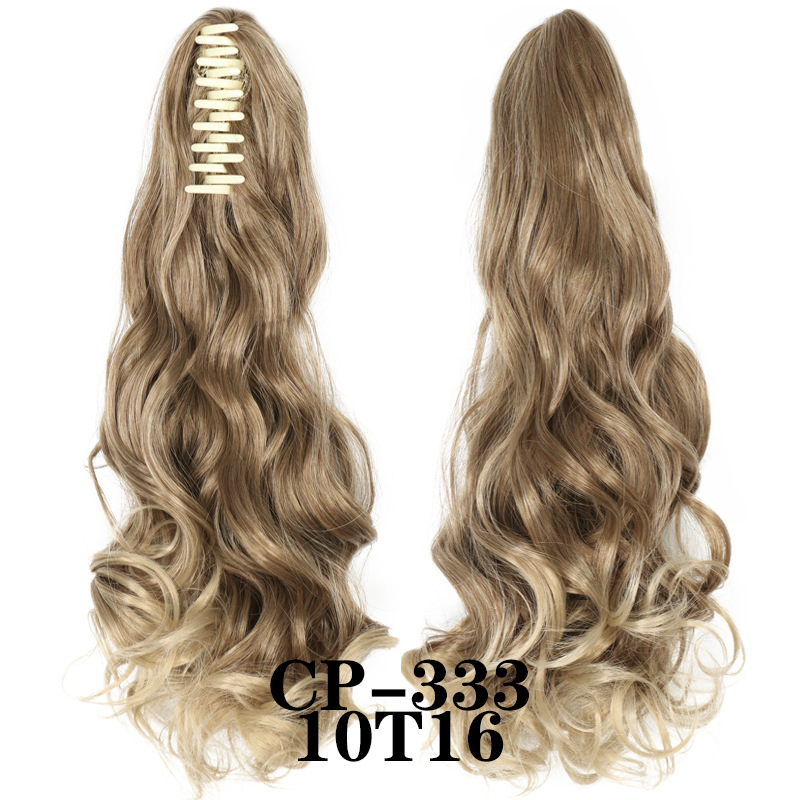 Europa y los Estados Unidos pelucas ondas largas pelucas de fibra química agarrar clip de cabello rizado garra de caballo 8 dientes fábrica de cola de caballo en stock