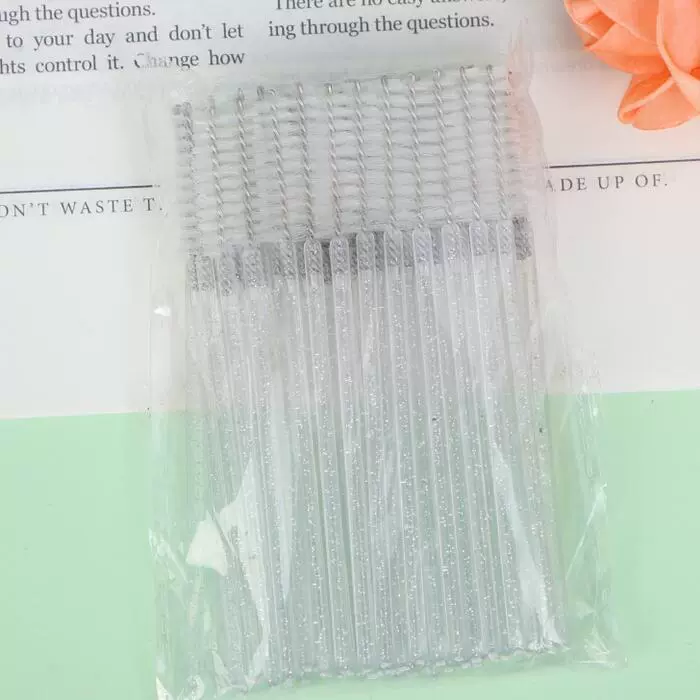Eyelash Spoolie Brushes, Disposable Lash Brushes, Assorted Colors, Pack (50 pcs)