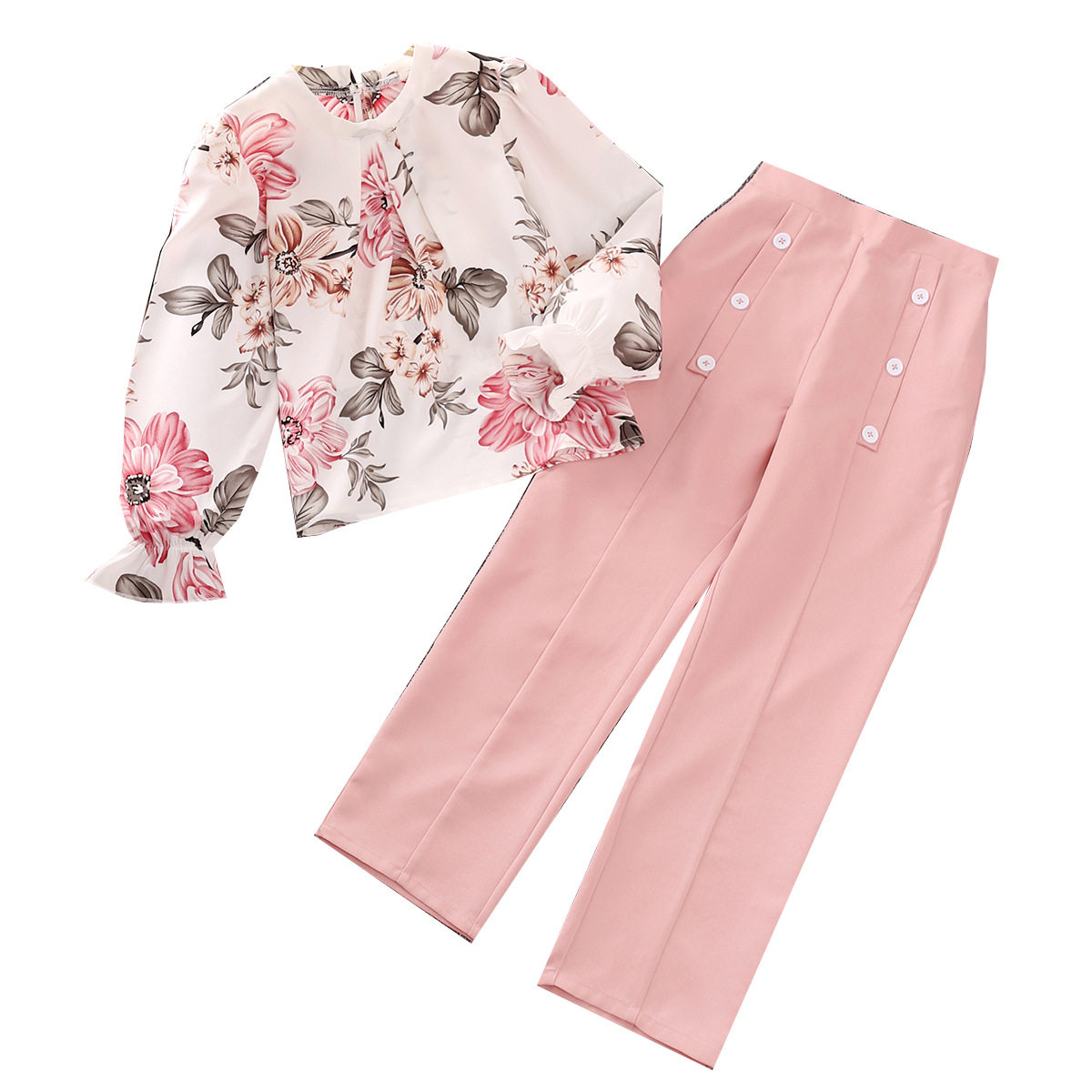 Mädchen-Set 2024 Frühjahr neue bedruckte langärmelige Top-Kinderkleidung_voghion.com