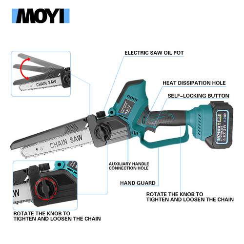 8-inch lithium chainsaw, brushless household small handheld saw, lithium chainsaw, high power handheld chain saw for tree felling, logging saw