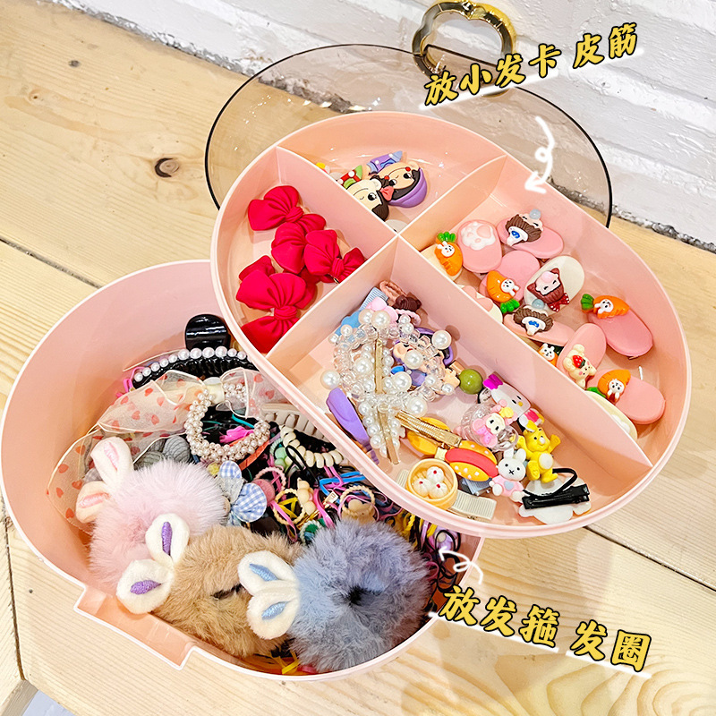 Caja de almacenamiento de joyas para niñas a prueba de polvo clips horquillas accesorios infantiles diseño lindo