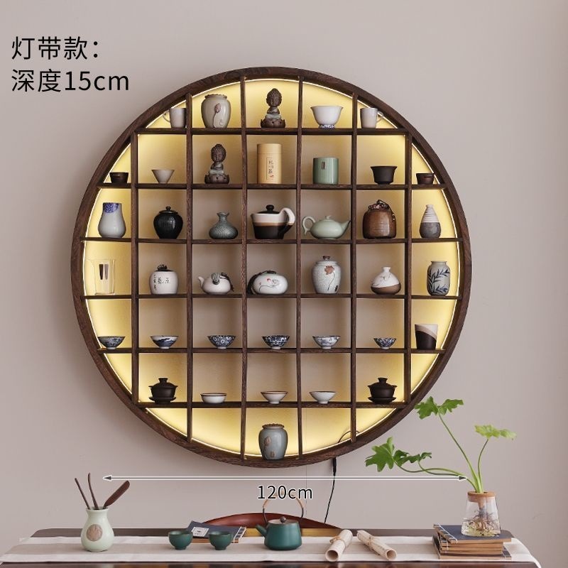 【仿古】博古架实木置物架简约茶桌墙上摆件桌面挂墙展示架壁挂式|undefined