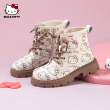 玉桂狗秋冬童鞋女童中筒马丁靴保暖靴子侧拉链儿童皮靴中小童皮鞋