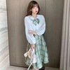 2022 spring and autumn new pattern French Coffee Break Women's wear Sense of design College wind Paige Mid length version Plaid skirt suit
