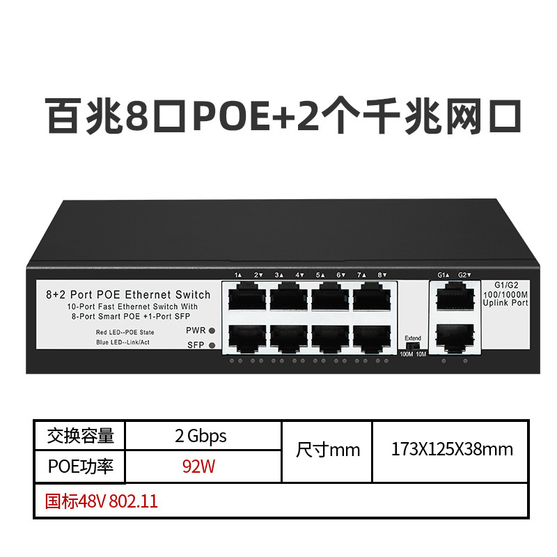 8-port 100-megabit POE switch