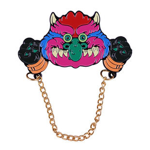 Purple Hair Pink Face Little Monster Brooch Cartoon My Little Monster Badge 80 s Nostalgic Cartoon Pin