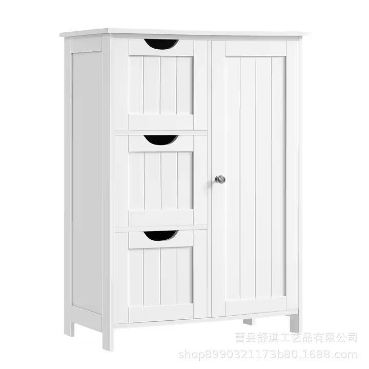 Cross-Border Wholesale Bathroom Floor Storage Cabinet, Freestanding Bathroom Storage Unit, Adjustable Shelves, Simple Storage Cabinet