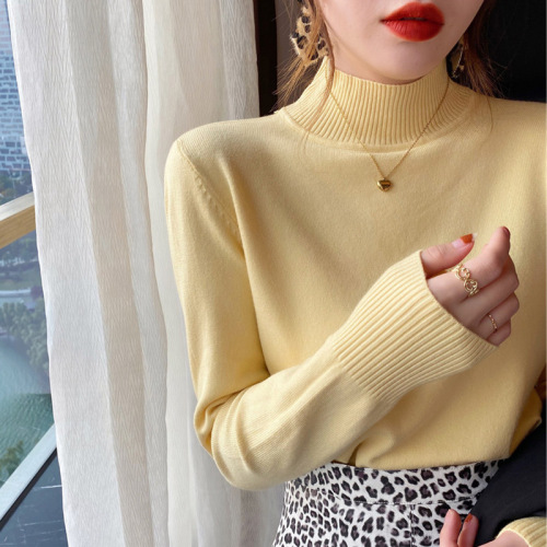 Women's Sweater with Round Neck, Loose and Easy to Wear, Half High Neck Knitted Underwear, New Style in 2025, Soft Top 