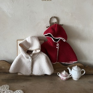 Children's Winter Warm Clothes Baby's Winter Clothes Christmas Cloak Shawl Korean Children's Wear Baby's Out Warm Cloak