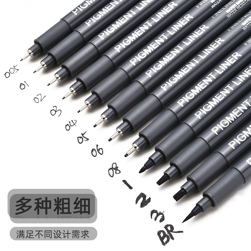 Cross-border fine-tip pen set for drawing and comic design, featuring a soft, single-tip, waterproof, and washable liner pen, available on Amazon
