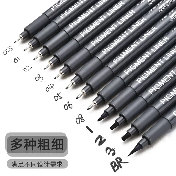 Cross-border fine-tip pen set for drawing and comic design, featuring a soft, single-tip, waterproof, and washable liner pen, available on Amazon