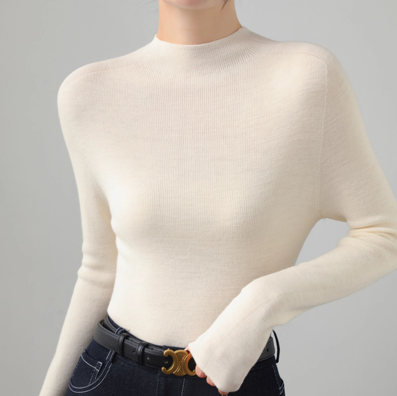 Machine Washable 18-Gauge 60-Count Yangzi Yarn 100% Wool Sweater for Women, 2026 Early Autumn New Style, Half-Turtleneck Wool Base Layer Sweater Machine Washable 18-Gauge 60-Count Yangzi Yarn 100% Wool Sweater for Women, 2026 Early Autumn New Style, Half-Turtleneck Wool Base Layer Sweater