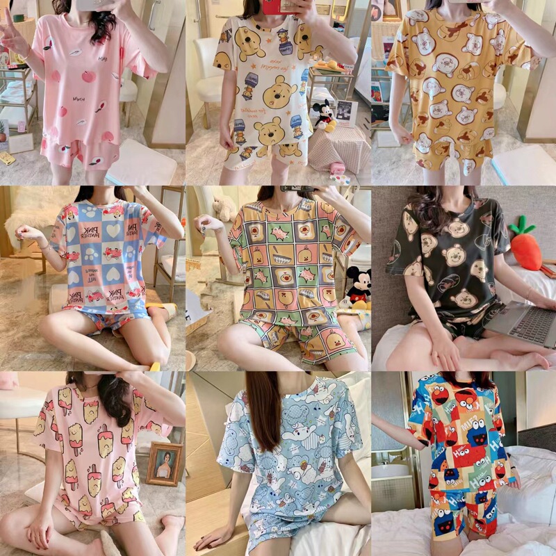 Large number of wholesale pajamas women's summer short sleeve thin sweet girl student suit cute large size summer home clothes