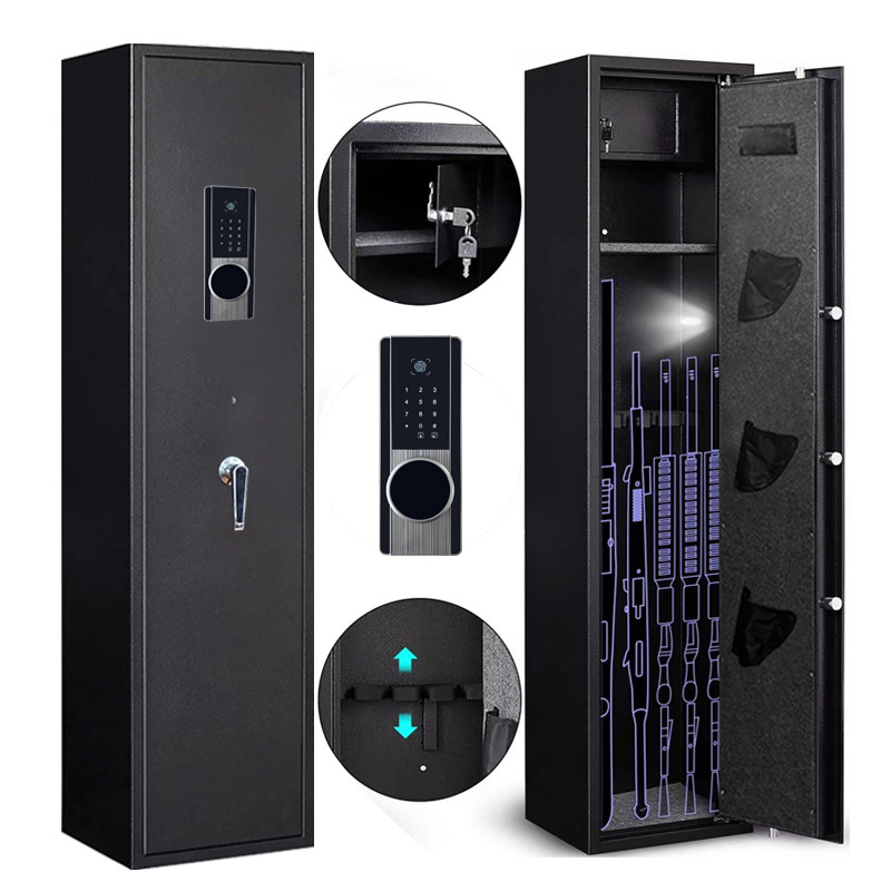 WIFI远程解锁屏下指纹识别电子密码锁5支长枪柜专供海外市场批发