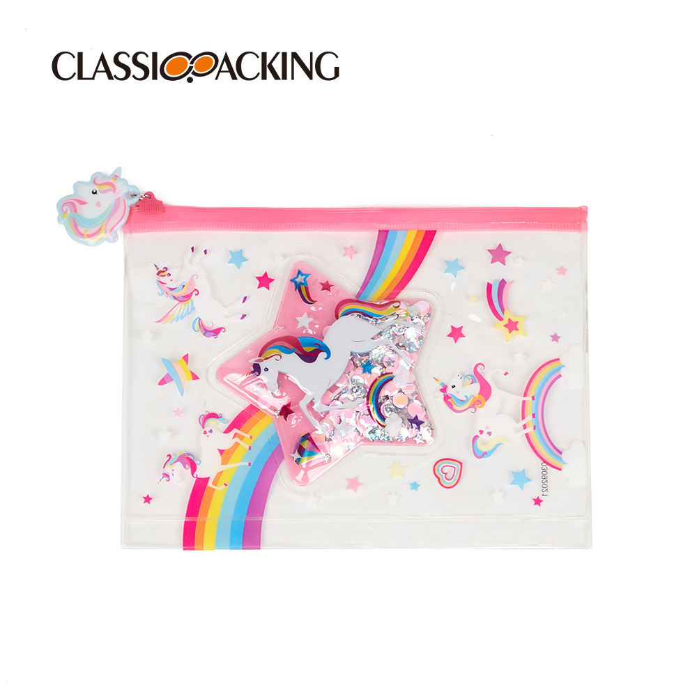 Fábrica al por mayor bolsa de almacenamiento PVC patrón de dibujos animados bolsa de cremallera multi-funcional niña corazón impermeable bolsa cosmética portátil