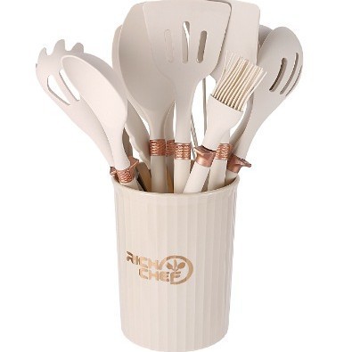 Amazon nuevo aparato de cocina de silicona 12 piezas conjunto de herramientas de cocina no pegajosas de goma de cocina