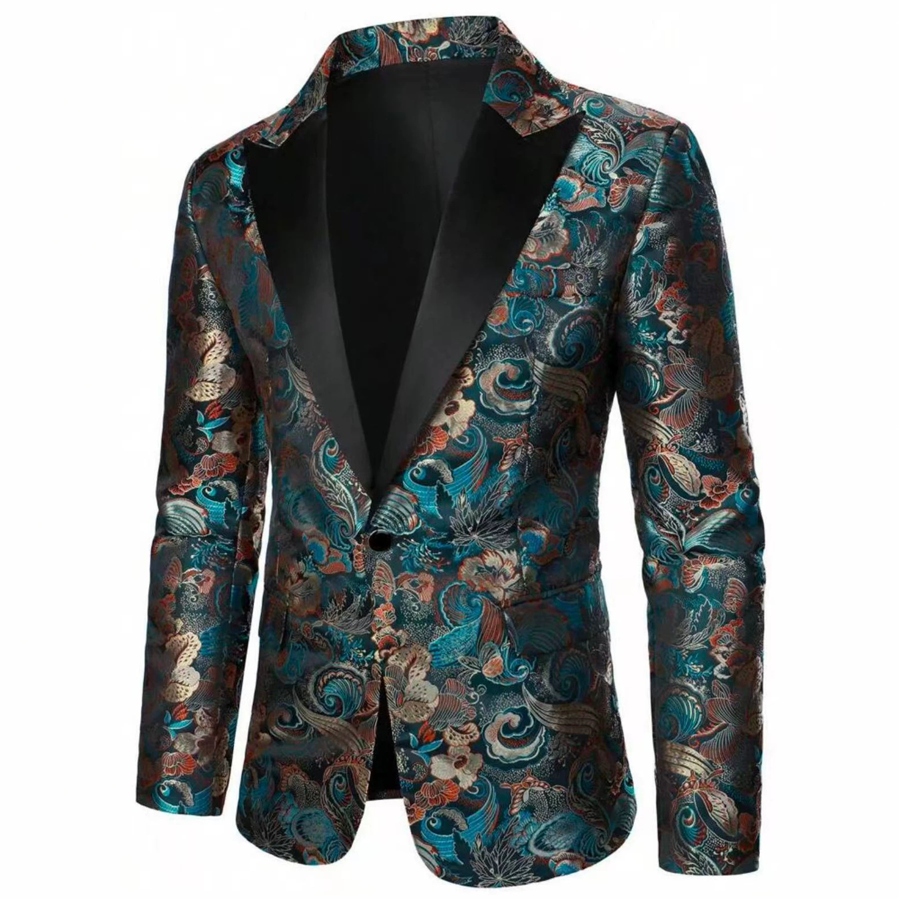 Slim-Fit-Blazer mit Blumenmuster für Herren – Trendiger Business-Casual-Stil – Neue Anzugjacke für alle Jahreszeiten_voghion.com