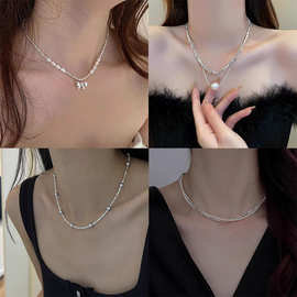 珍珠几何碎银子项链女小众设计高级感颈链不褪色轻奢时尚锁骨链