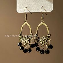 古风手作复古气质耳环女森系民族风花朵流苏百搭古典耳坠饰品