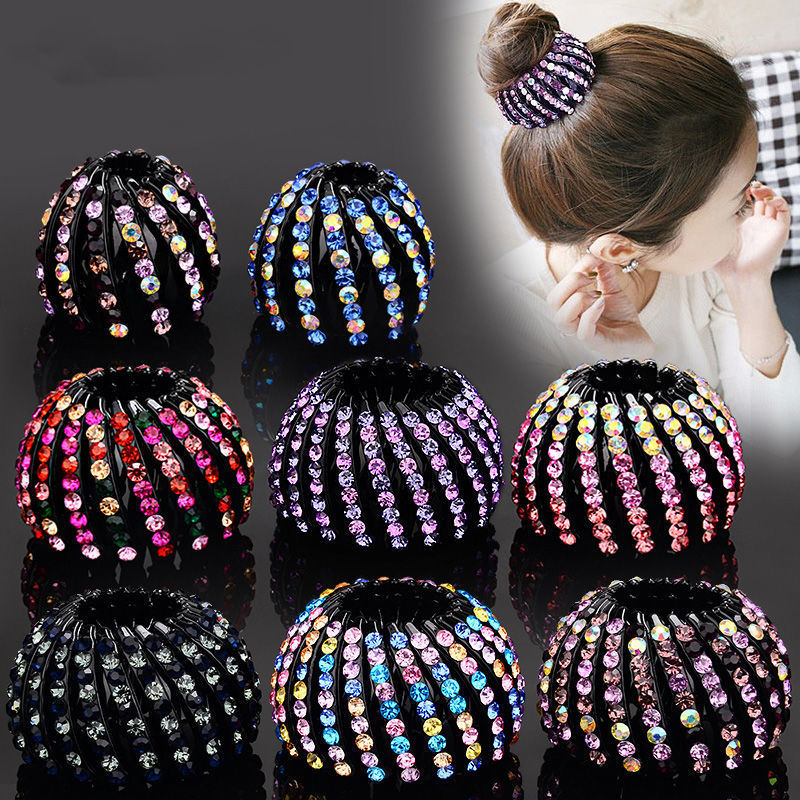 Cross-border supply meatball head bird's nest hairpin hair iron temperament ponytail buckle hair ring flocking lazy person clasp female headdress