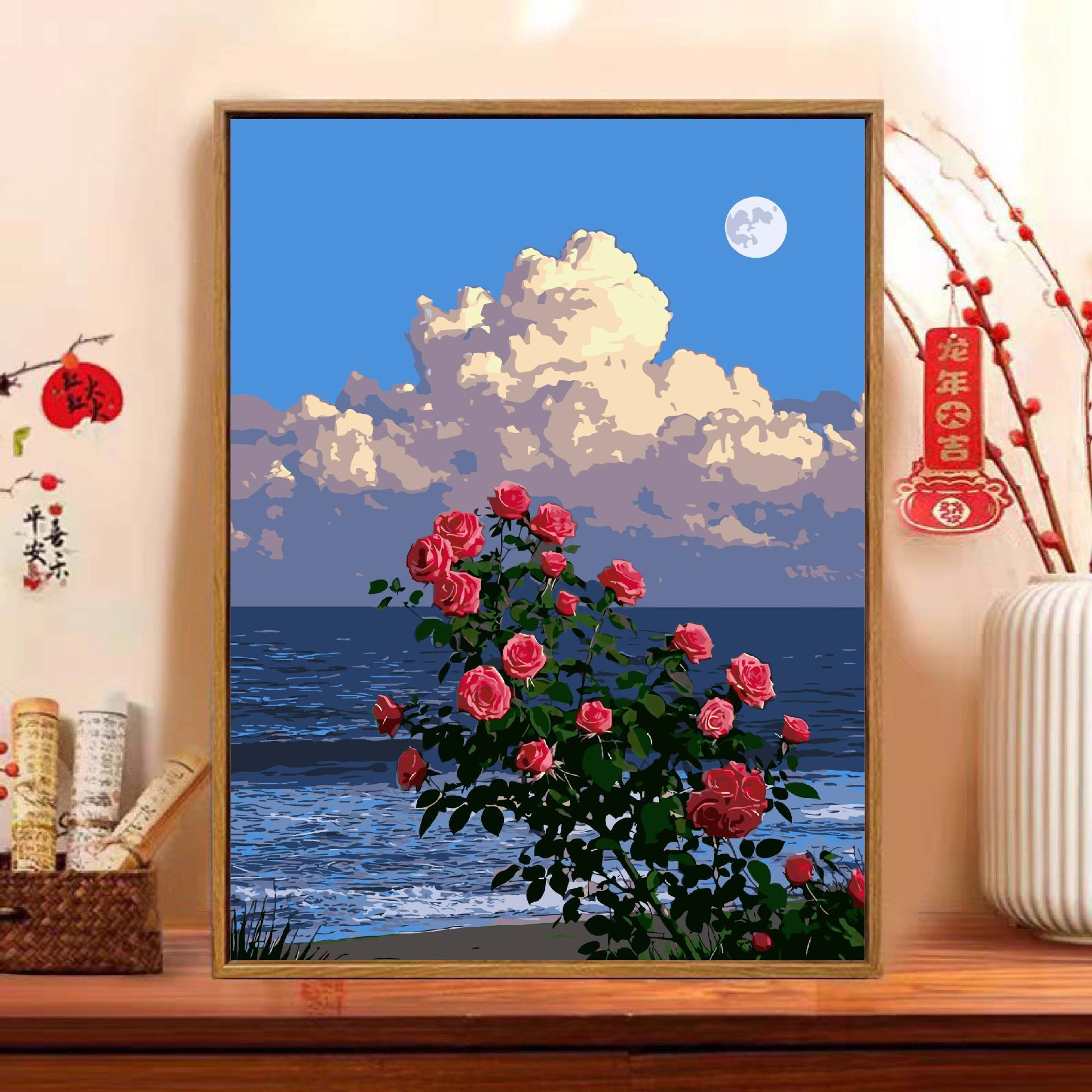 Floral pintura al óleo digital diy pintura de relleno adulto pintado a mano paisaje pintado a mano pintado acrílico pintura decorativa