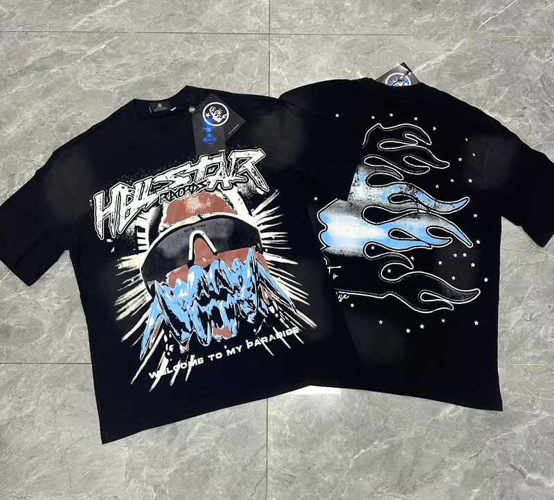 美式超火小众潮牌夏季地狱之星满印涂鸦印花短袖男女宽松半袖T恤|undefined