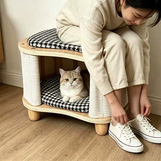 实木四季通用猫窝凳可坐人帐篷透气可拆洗猫房子冬季保暖夏季猫窝
