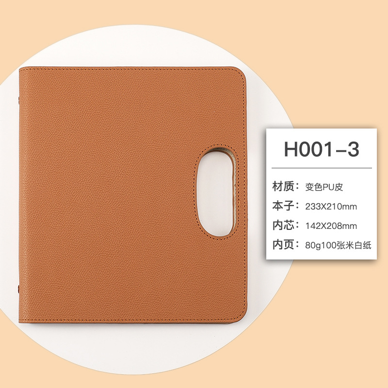 Cuaderno de hojas sueltas portátil de cuero de pu Cuaderno de oficina de negocios Recuerdos creativos Registro de reuniones A5 de alta gama Logotipo