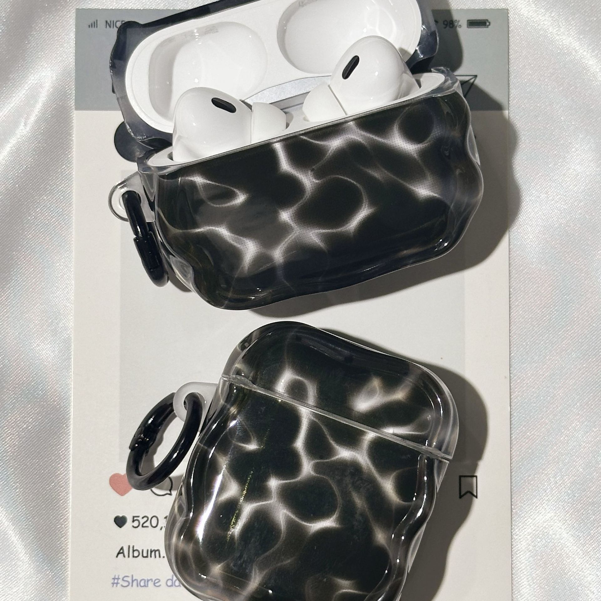 Ámbar negro minimalista para airpodspro3 estuche de protección para airpods 4 generación 5 estuche de protección para auriculares Bluetooth
