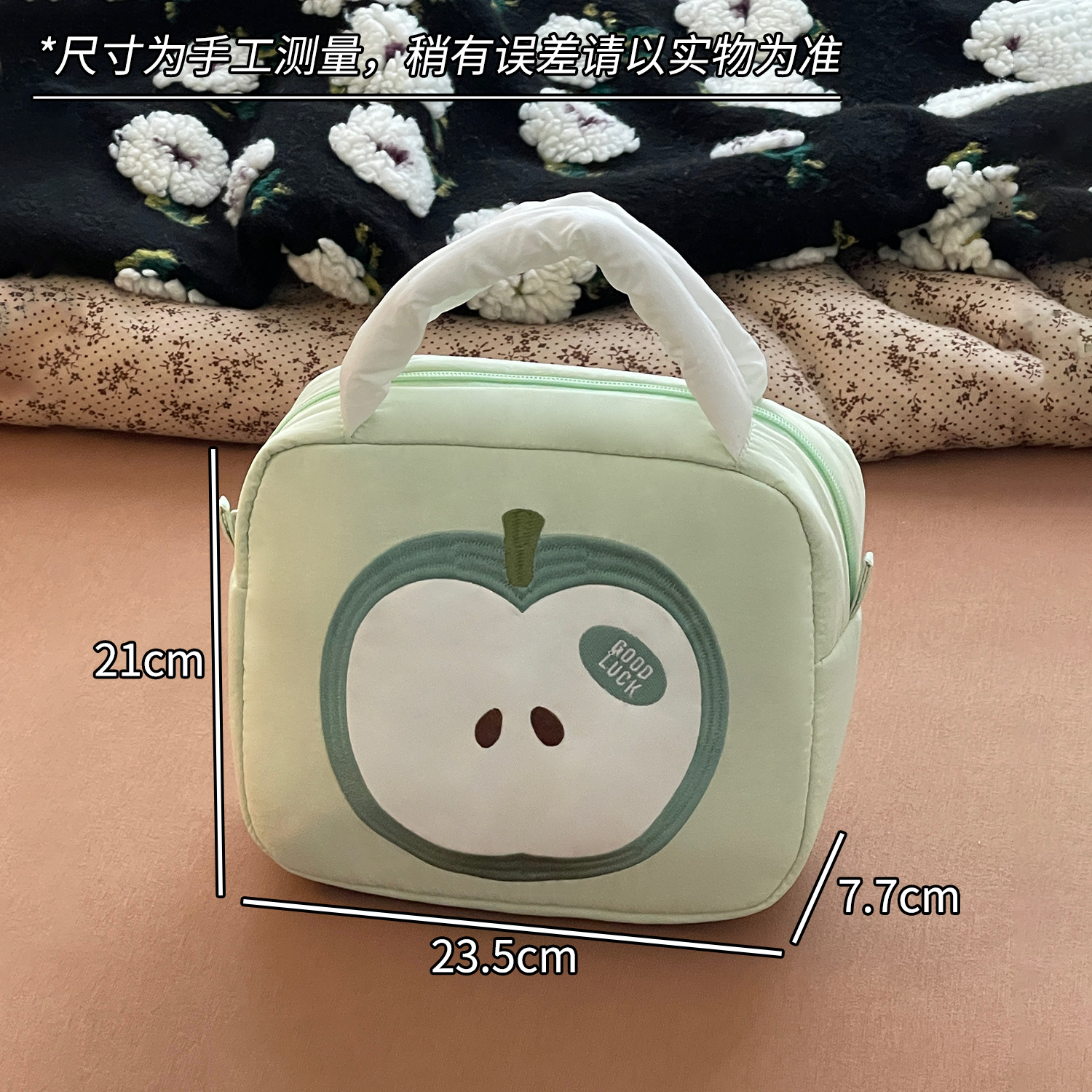 Nuevo lindo bolso de maquillaje de mano de manzana portátil de gran capacidad para mujeres bolso de lavado bolso de viaje