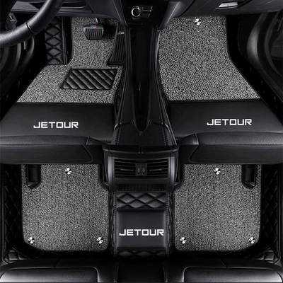 Modelə uyğun ayaqaltı: car floor mats - jietu-x70-five-seater-version-double-layer-black-gray-silk-loop