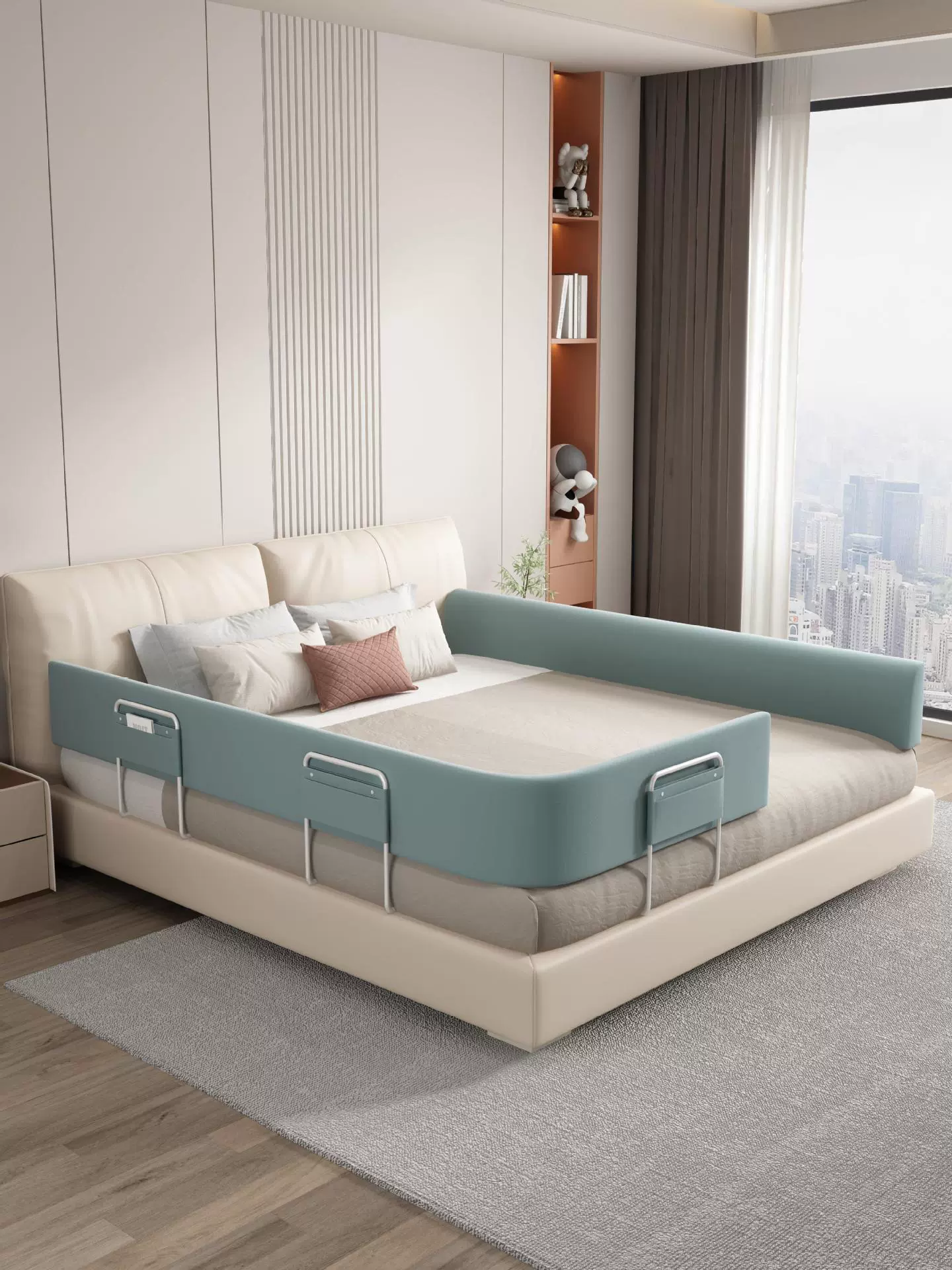 Мягкий пакет ограждения кровати для ребенка, предотвращающий падение и столкновение, падение ребенка и ребенка с кровати, одна сторона усиленная без сверления