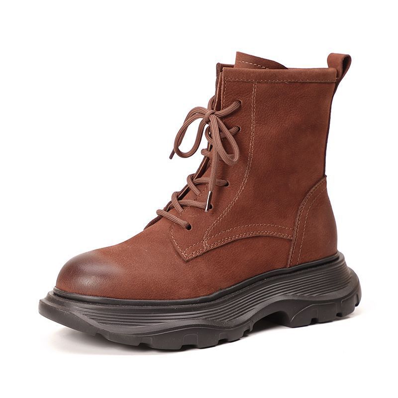 【特価クリアランス返品交換不可】39サイズ本革レディースブーツ139元秋冬レトロマーティンブーツショートブーツお買い得