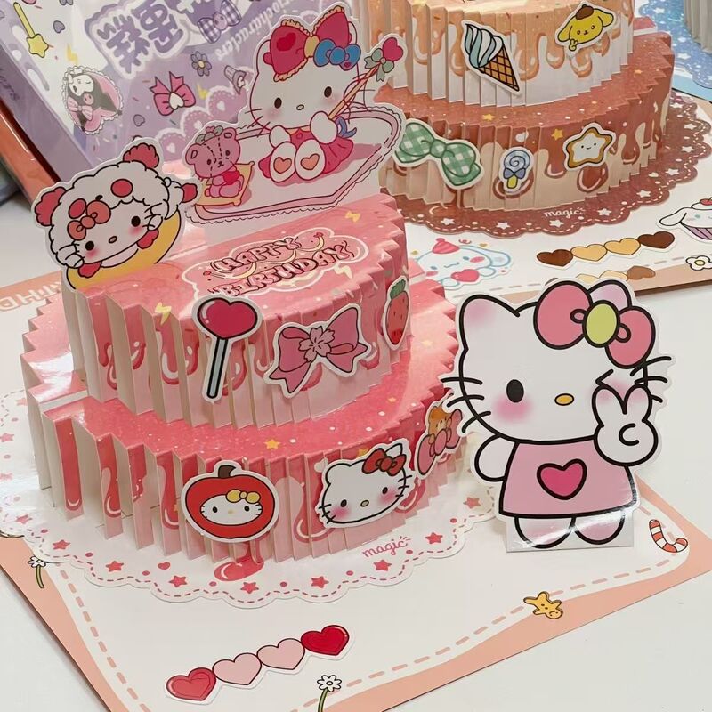 Super exquisite diy Sanrio birthday cake greeting card 3d three-dimensional foldable ins style creative hand-made birthday gift