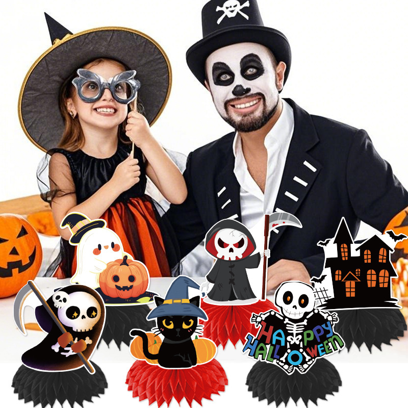 国境を越えた新しいハロウィーンのテーマのパーティー装飾用品ゴーストフェスティバルゴーストカボチャハニカムテーブルデスクトップ装飾品|undefined