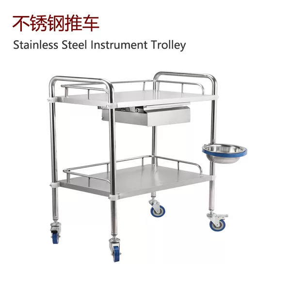Thickened instrument table stainless steel trolley assembly multi-layer treatment car beauty salon instrument car with roller skating trolley