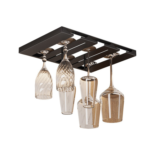 Stainless steel wine glass rack upside down goblet storage drain rack home light luxury ornaments kitchen hanging gun ash