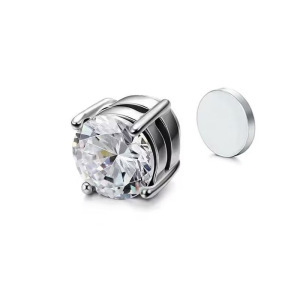 6mm 8mm Copper Inlaid Zircon Magnet Clip Men Without Ear Holes Stud Earrings Unisex_voghion.com