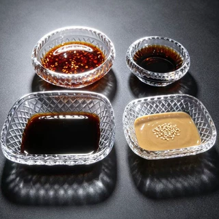 日式水晶玻璃调味碟套装家用创意菱形纹酱料碟火锅蘸料碗醋碟餐具