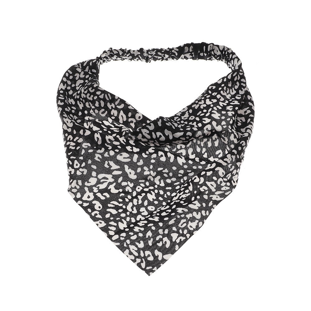 Korean leopard print floral elastic triangle scarf headbandpicture4
