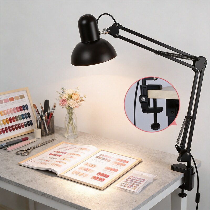 LED Long Arm Eye Protection Nail Art Eyelash Desk Lamp Learning Reading Work Maintenance Tattoo Clip Folding Lamp