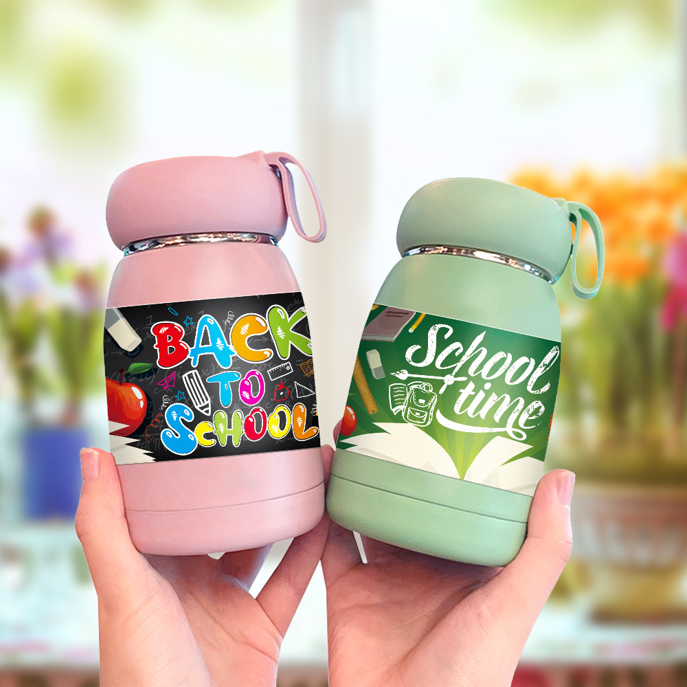 Nuevo transfronterizo fiesta de regreso a la escuela decoración pegatinas de botellas de agua pegatinas de etiquetas de decoración de tazas de agua de fiesta de primavera