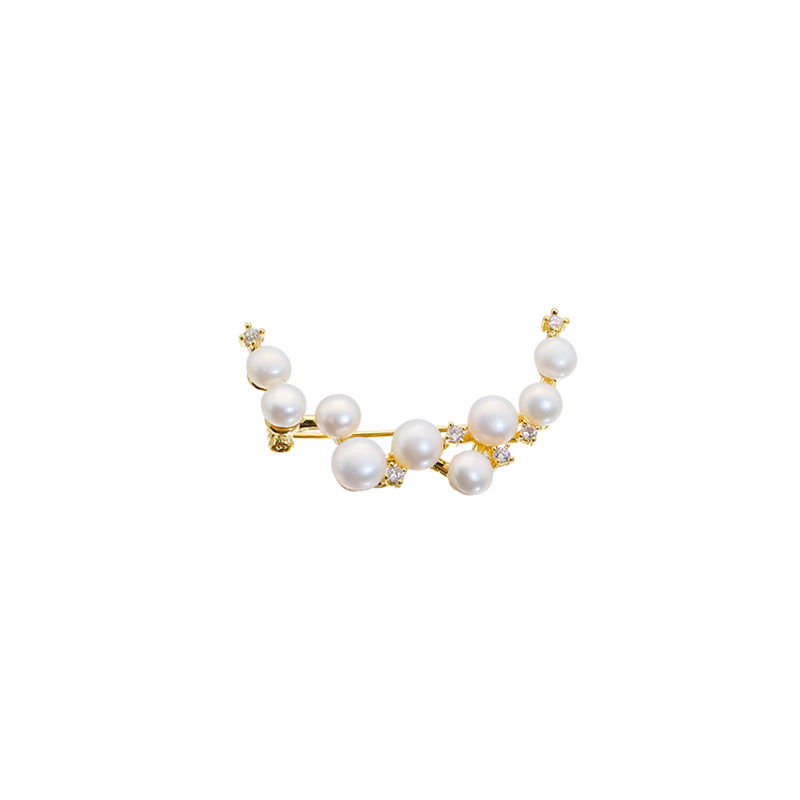 Bienestar Luna Dios perla broche elegante temperamento nicho de alto grado de circón estrella Luna serie ramillete collar pin collar flor image 5