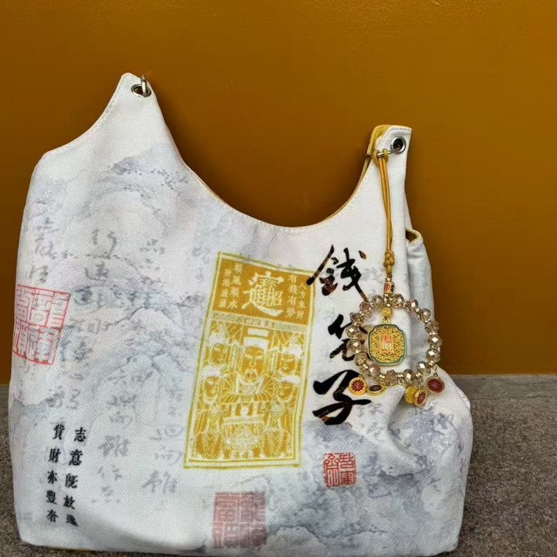 既製マネーバッグ、霊隠寺と同じスタイル、同じスタイルのショルダーバッグ、景勝地のショルダーキャンバスバッグ、人気の大容量カジュアルバッグ|undefined