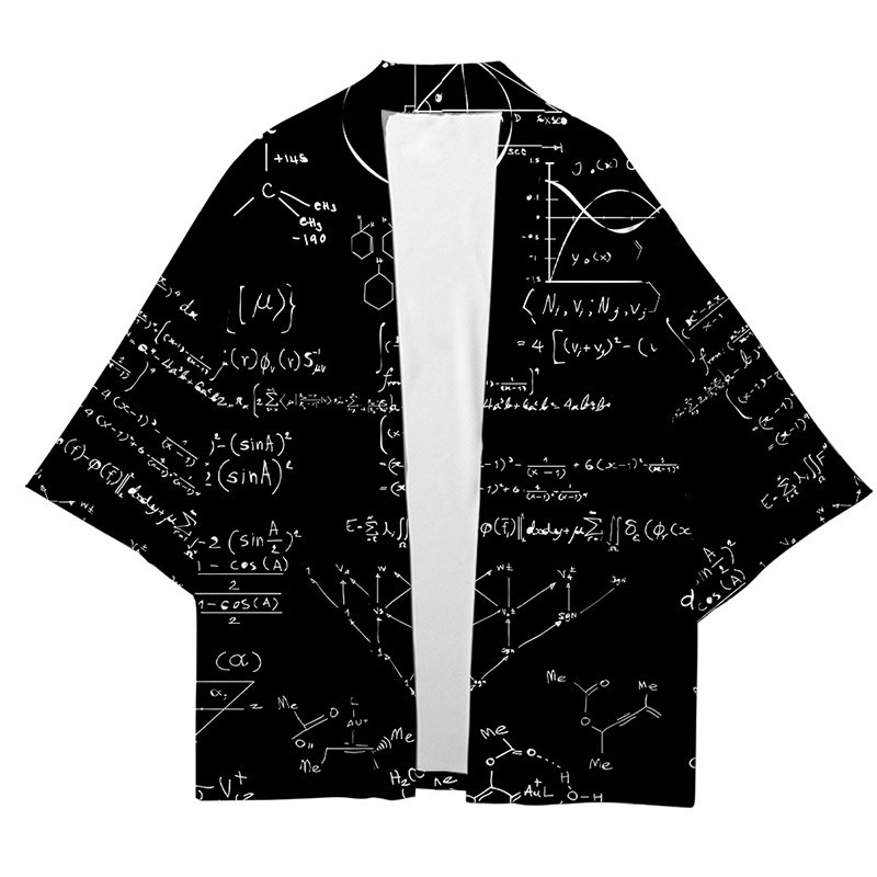 Summer Kimono Cross-Border Blackboard-Style Three-Quarter Sleeve Shirt, Loose-Fitting Men's Haori Cardigan Summer Kimono Cross-Border Blackboard-Style Three-Quarter Sleeve Shirt, Loose-Fitting Men's Haori Cardigan